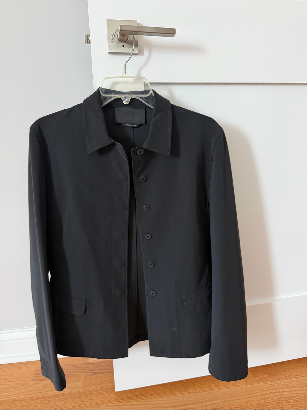 Prada Black Jacket Size 44 Designer Coat Trench Luxury Made in Italy